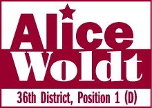 [Alice Woldt for 36th District Position #1 - Democrat]